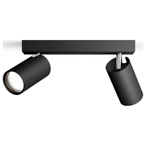Philips Idris spot a 2 teste, lampada GU10 non inclusa, nero, IP44, resistente all'acqua