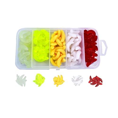 YOUZMY 100 Pz Esca Artificiale Vermi Pesce, Verme Artificiale, Vermi di Plastica Morbida Pesca Verme Esca Pesca Verme Esca Pesca per Acqua Salata e Acqua Dolce, Esca Da Pesca In Plastica (100A)