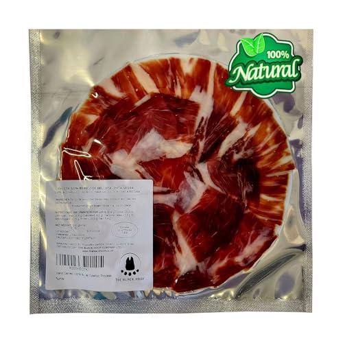 Prosciutto 100% Iberico Pata Negra Bellota Affettato a Mano (Spalla) 100% Naturale - 100 grammi Jamon Bellota Da Maiali Iberici Alimentati con Ghiande e Stagionato 18-24 Mesi, 100% Naturale