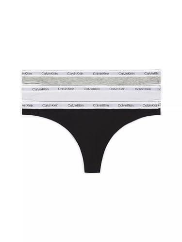 Calvin Klein Perizomi Donna Confezione da 3 Modern Logo Tanga, Multicolore (Black/White/Grey Heather), S