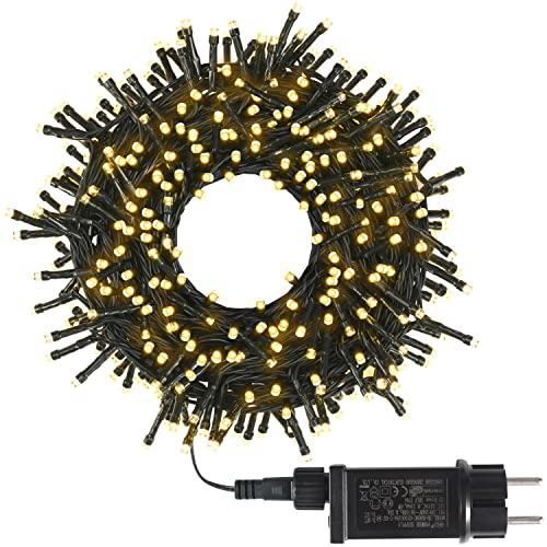 Fairy Lights LED, 20m 200 LED, Plug-In, 8 Modalità di Illuminazione Luci Natalizie per Decorare l'Albero di Natale, Giardino, Feste di Natale e Matrimonio, per Uso Interno ed Esterno (Bianco Caldo)