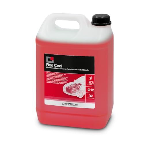 ERRECOM Red Cool, Liquido Radiatore Rosso Fluorescente Concentrato, antigelo G12 con Pacchetto inibitore a Base Organica Oat, 5 Litri