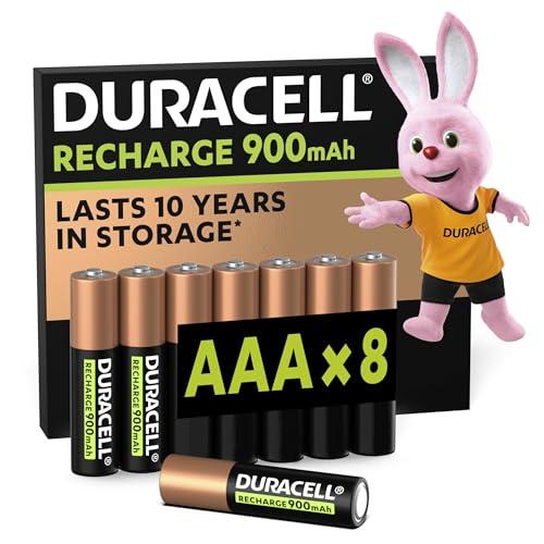 Batterie Ricaricabili Duracell AAA (confezione da 8), 900 mAh NiMH, pre-caricate, le nostre batterie n.1 per lunga durata