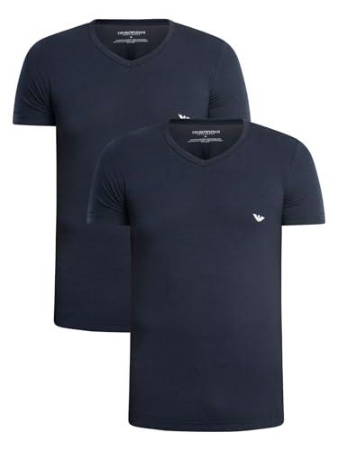 Emporio Armani 2-Pack T- Shirt V Neck Essential Core Logoband, T-Shirt Uomo, Marine/Marine, M (pacco da 2)