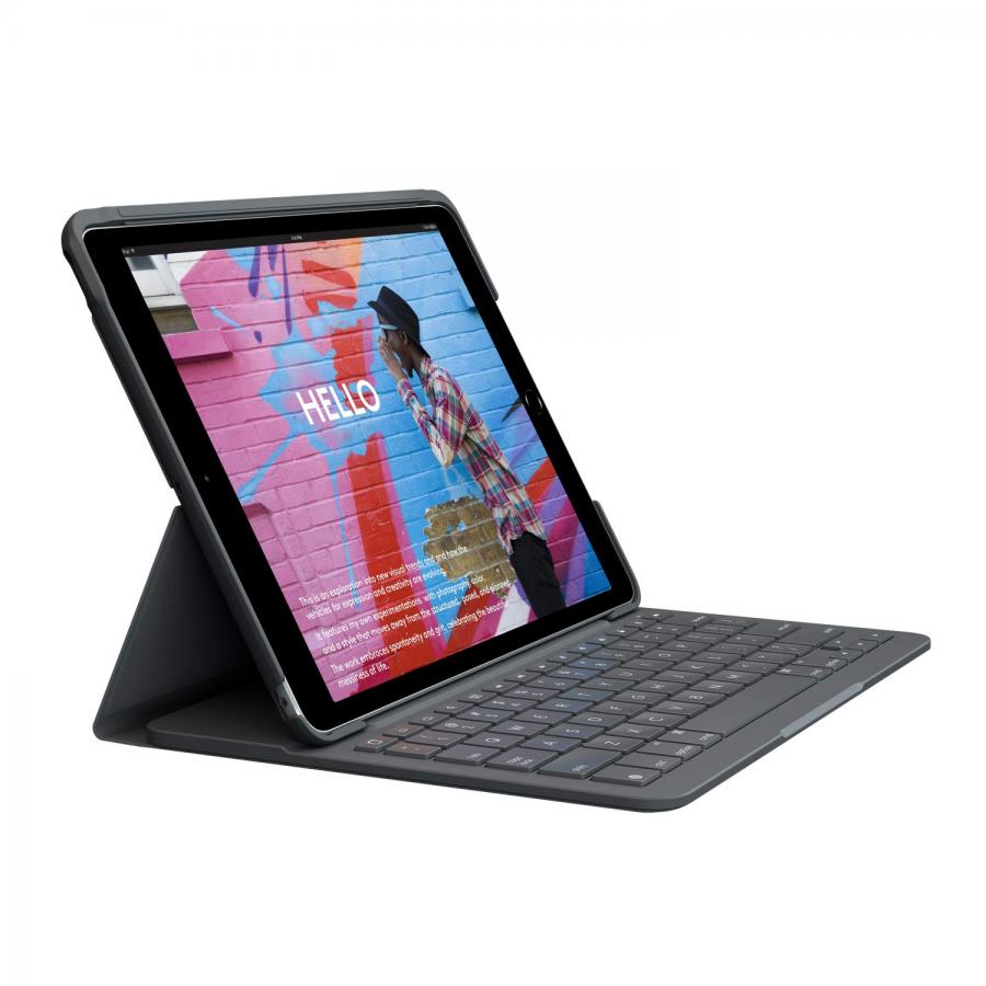 Logitech Custodia con Tastiera per iPad 7a Gen, Modelli A2197/A2200/A2198/A2270/A2428/A2429/A2430, Slim Folio con Tastiera Wireless Integrata, Layout Italiano ‎QWERTY, Grigio (Grafite)