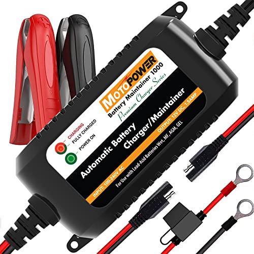MOTOPOWER MP00206A 12V 1.5Amp Caricabatterie/Mantenitore completamente automatico per auto, moto, ATV, camper, Powersports, barche e altro. Intelligente, compatto ed ecologico
