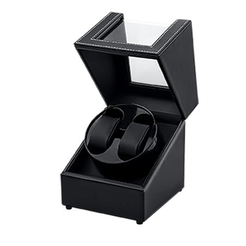 Mcbazel Watch Winder 2 Orologi Scatola Carica Orologio, Ricarica Carica Orologio Automatico per 2 in PU Scatola Doppia Rotante - Nero