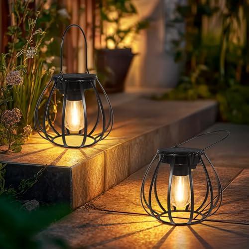 Dehobo Lanterne Solari Da Esterno 2 Pezzi - Lanterna Solare Da Esterno IP65 Impermeabile - Forma di Brocca Solar Light Lanterne Da Giardino Bianco Caldo Per Da Esterno Giardino Feste Patio