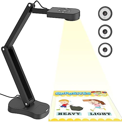PAKOTOO Web Camera per PC, USB Document Camera con Doppio Microfono, Modelli fino ad A3, luce LED a 3 livelli, Inversione Dell'immagine, Per Windows, macOS, Linux e Chromebook