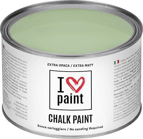 I LOVE CHALK PAINT Colore Salvia 375 ml - Senza Carteggiare Colora Mobili, Pareti e Oggetti - Senza solventi e formaldeide – Inodore a base di acqua