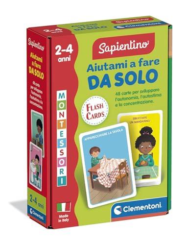 Clementoni Sapientino Montessori - Aiutami a Fare da Solo, Gioco Educativo con 48 Flashcards per Bambini 2-4 Anni per Sviluppare Autonomia e Concentrazione, Made in Italy, Lingua Italiana, 16834