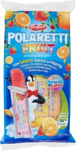 Polaretti Ghiaccioli pronti da gelare con Sorpresa Fruit Green Dolfin con Succo di Frutta Lucgel, 50 pezzi