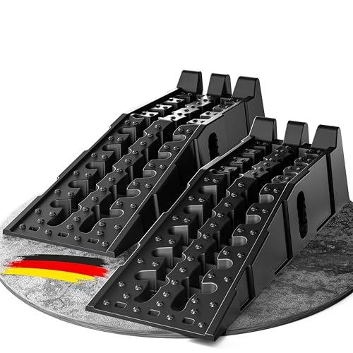 WERKTHOR Rampa Carrabile per Auto - [Set di 2] Rampe Carrabili per Auto per La Massima Aderenza - Robusto Sollevatore per Auto per Qualsiasi Superficie - Cunei Carrabili Perfetto per Veicoli Fino a 5t