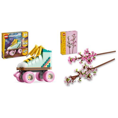 LEGO Creator 3 in 1 Pattino a Rotelle Retrò Trasformabile in Mini Skateboard o Radio & Creator Fiori di Ciliegio, Idee Regali Donna, Uomo, Lei, Lui, Festa della Mamma e Adulti