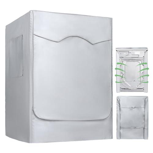 Fulasofia Coprilavatrice da Esterno，Copri Lavatrice per Interno - Copertura Impermeabile per Carica Frontale Lavatrici e Asciugatrice - Protezione Solare Fronte e Retro - Argentati - 60*64*85