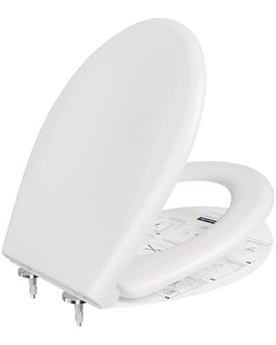 ANYCEE Tavoletta WC con Chiusura Ammortizzata, Copriwater Universali in Duroplast, Coperchio Water con Antibatterico, Asse WC O Forma, Sedile WC con Sgancio Rapido, Rapido Montaggio, Antibatterico