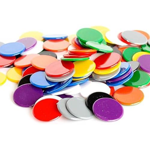 JEYORZY 100 Pezzi Segna Tombola, Gettoni Plastica, Fiches da bingo, Fiches da Bingo Colorate, contatori di plastica che contano fiches colorate, per Esercizi o Giochi di Matematica, colore casuale