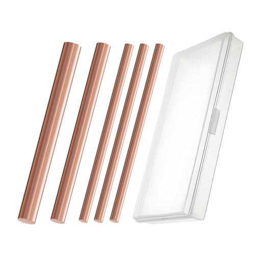 RRRST 5 pezzi Puro Barre di rame, lunghezza 100mm, diametro 5mm 8mm 10mm, purezza del rame 99.9%, Barra rotonda in rame puro in metallo per Artigianato DIY Gioielli Modello