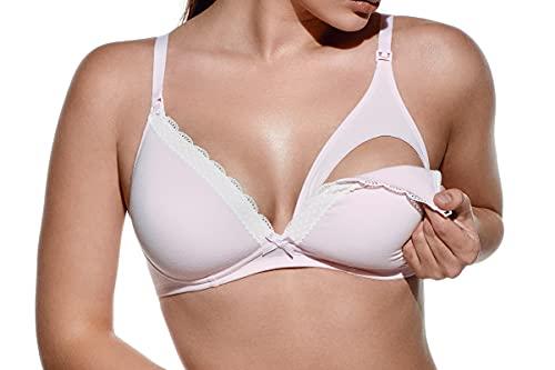 Selene Reggiseno Allattamento Imbottito Senza Ferretto in Cotone Art. Jasmine (3, Rosa)