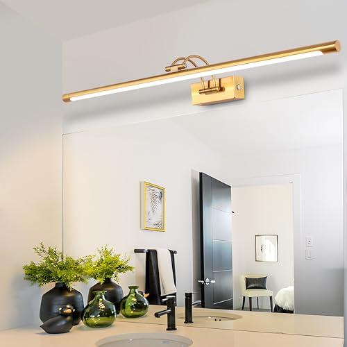 MantoLite Dimmerabile LED Lampade da Parete per Quadri, 90CM 20W Illuminazione Interni Girevole Lampade,Ottone Specchio da Bagno Illuminazioni per Pareti Lampade Lettura Applique 3000K/4500K/6000K