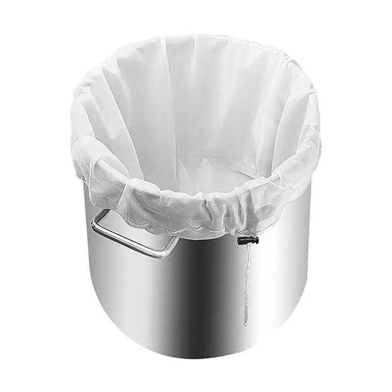 Sacchetto Filtrante Riutilizzabile 40x46 cm, Sacchetti Filtranti per Alimenti con Coulisse, Filtri per Liquori per Birra e Latte Vegetale, Sacchetti per Birra Filtranti per Vino, Caffè e Yogurt (3)