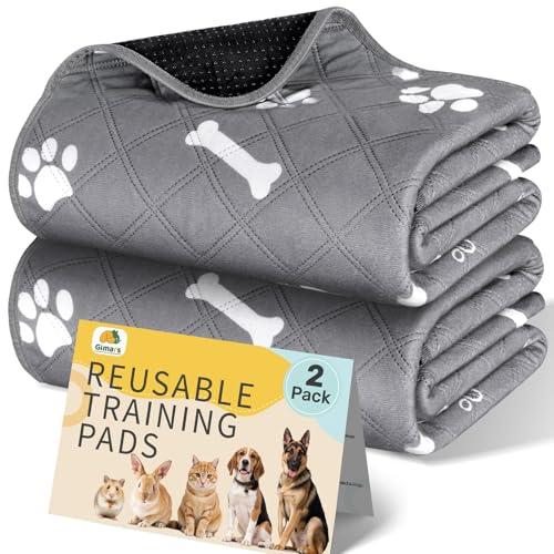 Gimars2 Pezzi 【60×50 cm】Tappetini Lavabili per Cani, Tappetino per Addestramento Riutilizzabile, Assorbente, Antiscivolo e A Prova di Perdite, Ideale per Gatti, Cani, Conigli e Porcellini d'India