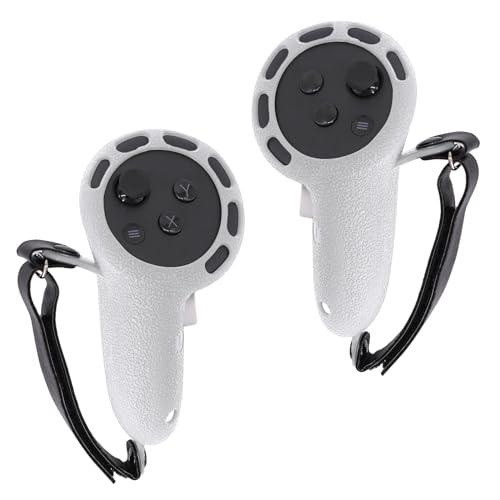 Cover per controller VR Touch per Meta/Oculus Quest 3, accessori in silicone, antiscivolo, con cinturino regolabile per nocche, adatta per mani piccole e medie (bianco)