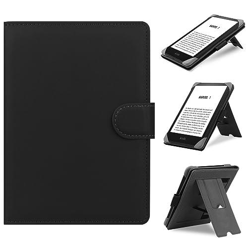 HoYiXi Custodia Universale Compatibile con 6”-6.8” Kobo/PocketBook/Tolino/Sony E-Book eReader Kindle Paperwhite/Kobo Clara HD/Kobo Clara 2E Pelle Cover con Stand per 6-6.8” E-Book Kindle, nero