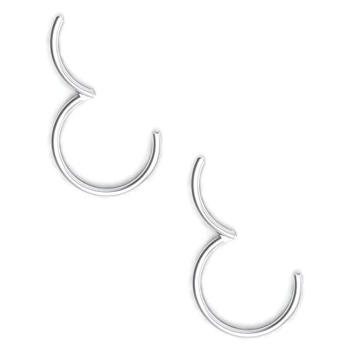 Body CAC 2 Pezzi-0.8mm×8mm Sottili Naso Orecchini Acciaio Cerchietti Chirurgici, Piercing Naso Anello Ipoallergenico Finto Nostril Trago per Donne Argento