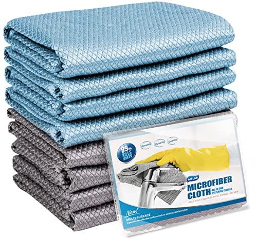 Airlab Panni Magic Microfibra, 8X Asciugamani Catturapolvere Senza Aloni Assorbenti Lucidatura, Strofinacci Pulire per Vetri Pavimenti Bagno Casa Cucina Auto Moto, Stracci per Pulizia Riutilizzabili