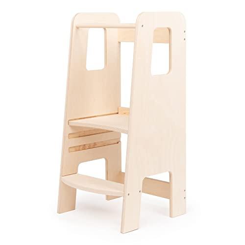 ully Natural by moblì® | la prima Torre Montessoriana in legno naturale realizzata in Toscana | Progettata da educatori seguendo i principi Montessori |Torre di apprendimento con ripiani regolabili