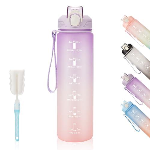 YC Kitchen Borraccia Sportiva Motivazionale 1L - Borraccia 1 litro, Bottiglia d'acqua Sportiva con paglia e trasporto cinghia