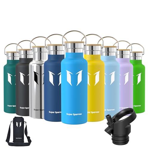Super Sparrow Doppia Parete in Acciaio Inox Coibentato Bottiglia di Acqua - 500ml - Isolante Della Borraccia - Perfetto Borraccia Termica - Privo di BPA, BPS, Ftalati