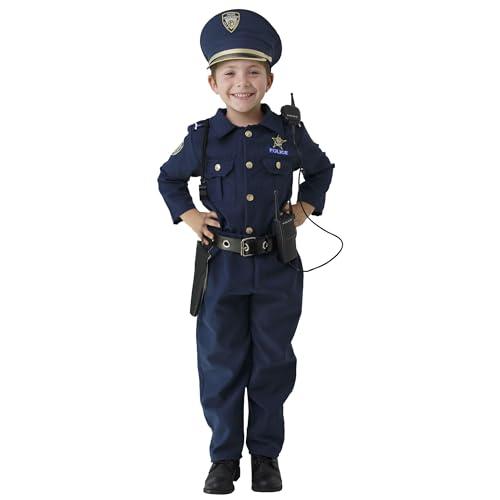 Dress Up America Police Costume Per Ragazzi - Camicia, Pantaloni, Cappello, Cintura, Fischietto, Fondina Per Pistola E Set Di Poliziotti Walkie-Talkie