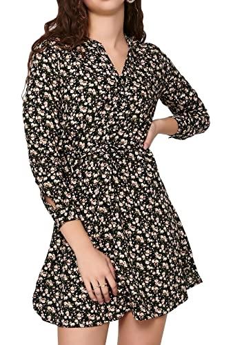 ONLY Onlcory L/S V-Neck Tunic Wvn Noos, Vestito Donna, Nero/AOP: Sarah Ditsy Flower, S