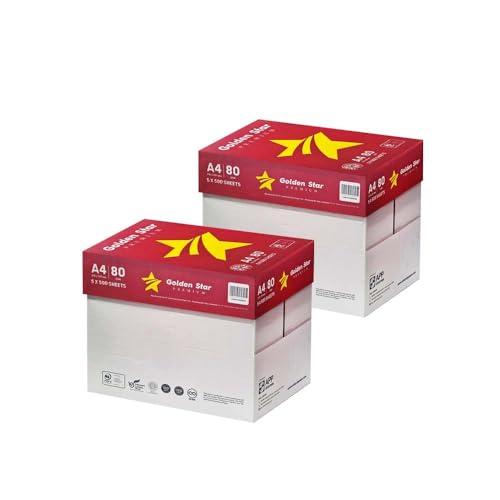 Golden Star Carta Premium per ufficio, Formato A4, 80 gr, Confezione da 10 risme da 500 Fogli l'una