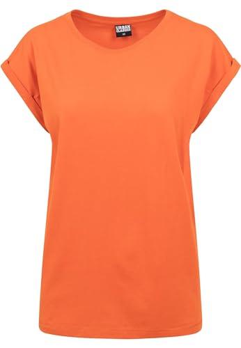 URBAN CLASSICS t-shirt da Donna con Manica Arrotolata, Maglietta a Maniche Corte da Donna in Cotone, Tee Shirt con Scollo Rotondo e Spalle Arrotondate, Colore: Rosso Ciliegia, Taglia: XXL