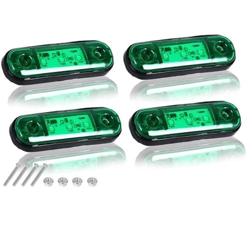 4pcs Luci di posizione laterali per auto verdi, 3 LED, 12V-24V, indicatori di direzione per auto Luci di posizione laterali anteriori e posteriori impermeabili IP65 per camion, camper, roulotte