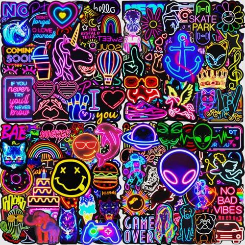 Adesivi 200 Pezzi Stickers Neon Cool, Adesivi Vinile Impermeabili, Adesivi per Scrapbooking Pc Computer Portatile Laptop Macbook Phone Bottiglia Skateboard Chitarra Kindle Journal Valigia Scooter ecc