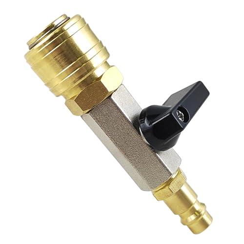 Valvola di blocco aria compressa 1/4 pollice, Materiale metallico, Connettore rapido aria compressa, con tubo 7.2 DN,Compatibile con la maggior parte dei compressori. (1/4 pollice)