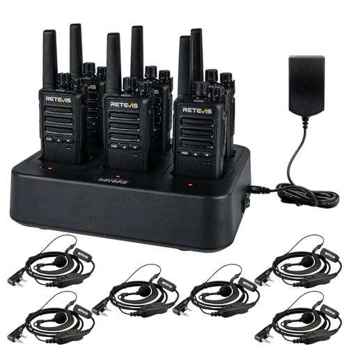 Retevis RT668B Walkie Talkie Professionali, Robusta Senza Licenza PMR446 Walkie-Talkie, con Caricatore a 6 Vie, 3 Pulsanti, Ricetrasmittenti con Auricolare per Sicurezza e Magazzino (6 Pezzi, Nero)