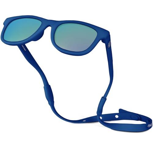 Occhiali da sole polarizzati per bambini, con cinturino, infrangibili, flessibili, per neonati da 0 a 24 mesi, Blu navy, Baby