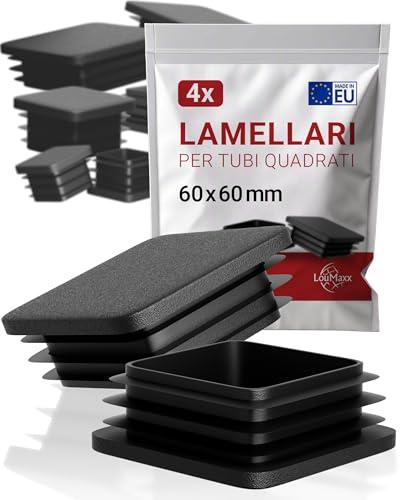 LouMaxx Tappi lamellari 60 x 60 mm, copertura per tubo quadrato, 60 x 60 mm, tappi quadrati per tubi in plastica robusta, tappi per pali come tappo di copertura