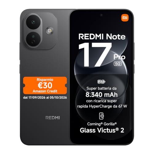 REDMI Note 17 Pro 5G, Smartphone 12+256GB, Black, Batteria da 8340 mAh