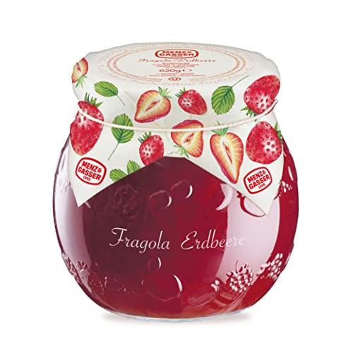 Menz&Gasser, Confettura Extra di Fragole Edel Plus, Ideale come Colazione o Spuntino, con Frutta di Alta Qualità in pezzi, 1 Vaso x 620 g