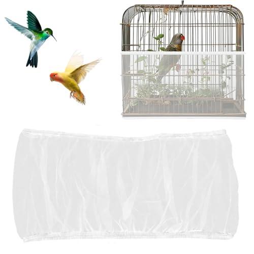 JEYORZY 1pz Copertura per Gabbia, coperture universali per gabbie per uccelli, Copertura in Rete, per pappagalli regolabili, rete morbida in nylon, per gabbie uccelli Circonferenza 80-110 cm, Bianco-S