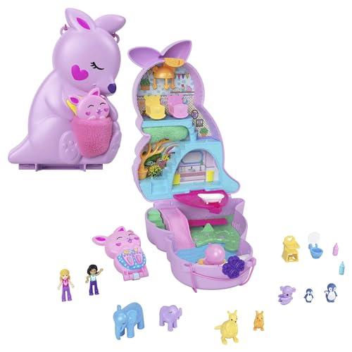 Polly Pocket - Borsetta Canguro di Mama e Joey, cofanetto playset 2 in 1 con 2 micro bambole e accessori, ideale come giocattolo da viaggio, giocattolo per bambini 4+ anni, HKV50