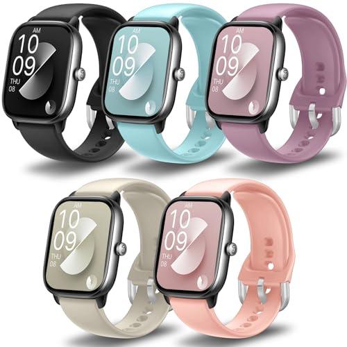 ASDONAL 5 Pezzi Cinturino 20mm Compatibile con Amazfit GTS 4/GTS 4 Mini, GTS 3, GTS 2/GTS 2 Mini/GTS 2e, Cinturini per Amazfit Bip 3/Bip 3 pro, Bip U/Bip U Pro, Bip S/Bip S Lite, Bip/Bip Lite