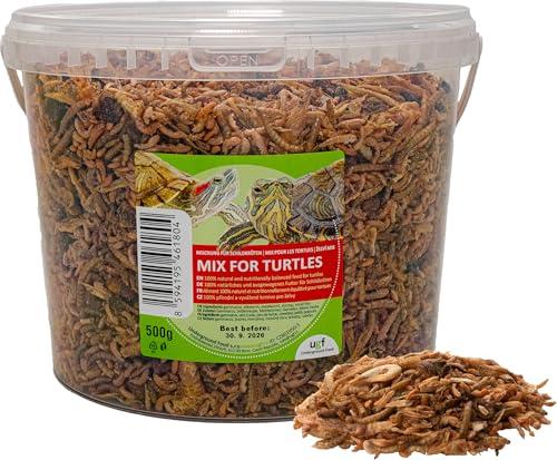 UGF - Mix universale di cibo per tartarughe - 500 g in un secchio da 3 litri, cibo bilanciato per tartarughe, gammarus, bachi da seta, vermi della farina, gamberetti e pesce essiccato