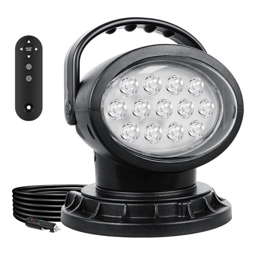 Willpower Faro da Ricerca LED Luce da Lavoro, Spotlight 39W Telecomandato con Base Magnetico Rotazione 360° Luci da Ricerc Lampada per Auto Fuoristrada Camion Barca 4x4, 12V 24V Fari di Profondità